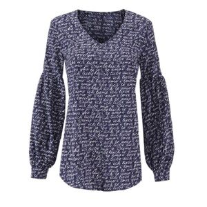 CAbi Te Amo Blouse “Love” Translated in a Number of Languages Size XSmall